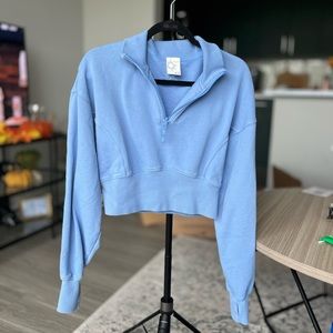 Offline by Aerie baby blue cropped workout quarter zip size L